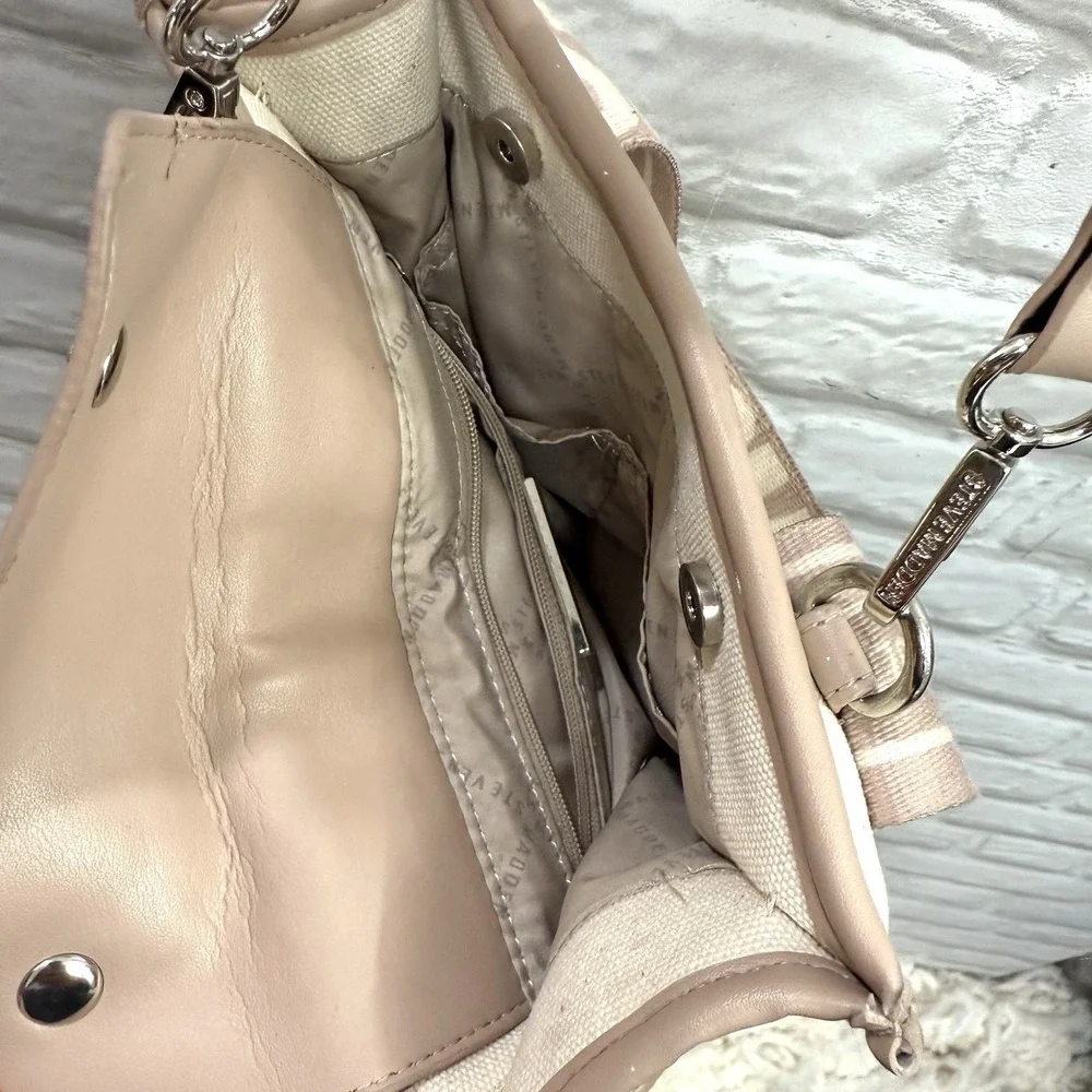STEVE MADDEN Bwebber Purse Crossbody SMALL Tote Cream Pink Brown Mauve RARE